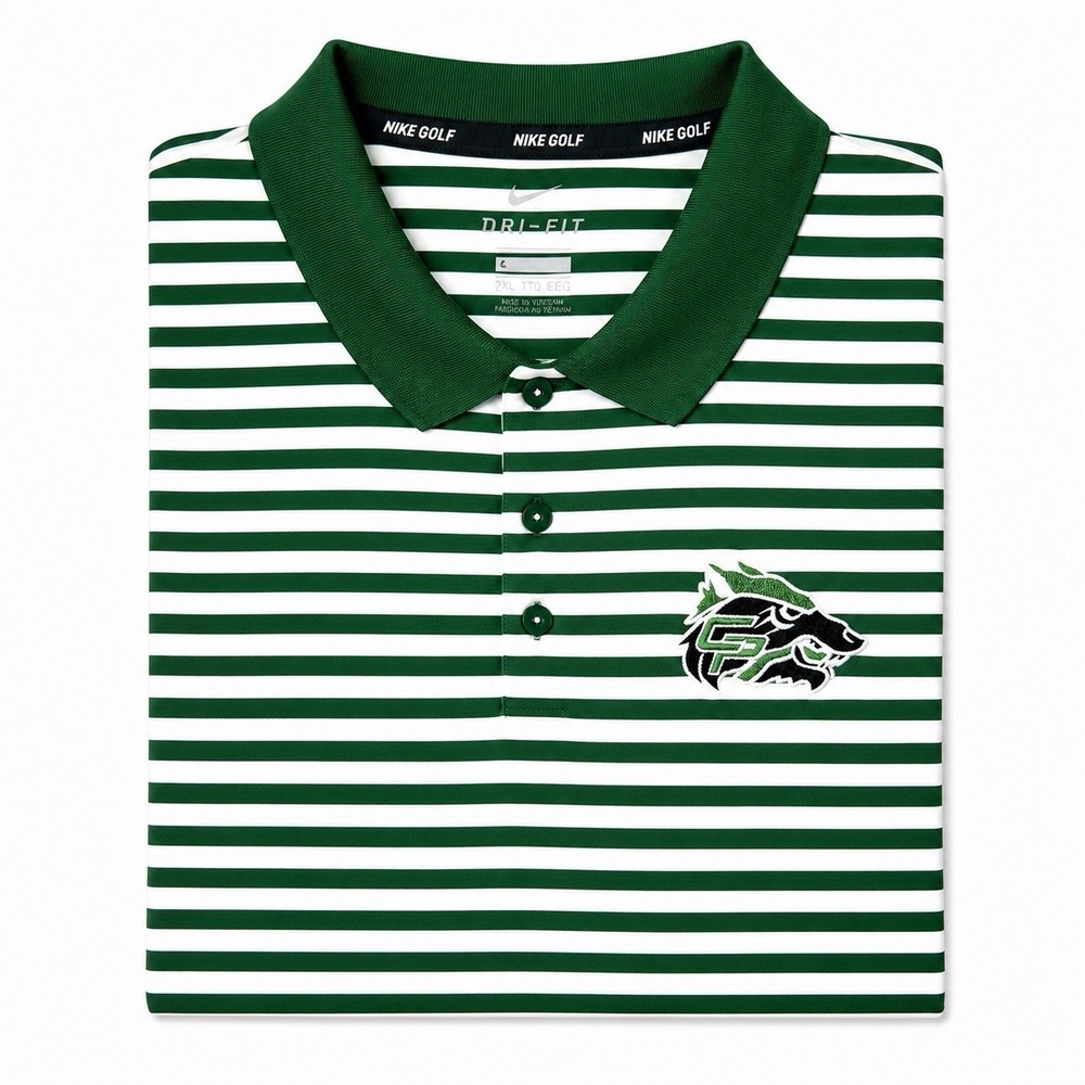 Nike Golf Men 2XL Dri-FIT Victory Stripe Polo Cedar Park Timberwolves Green CPHS